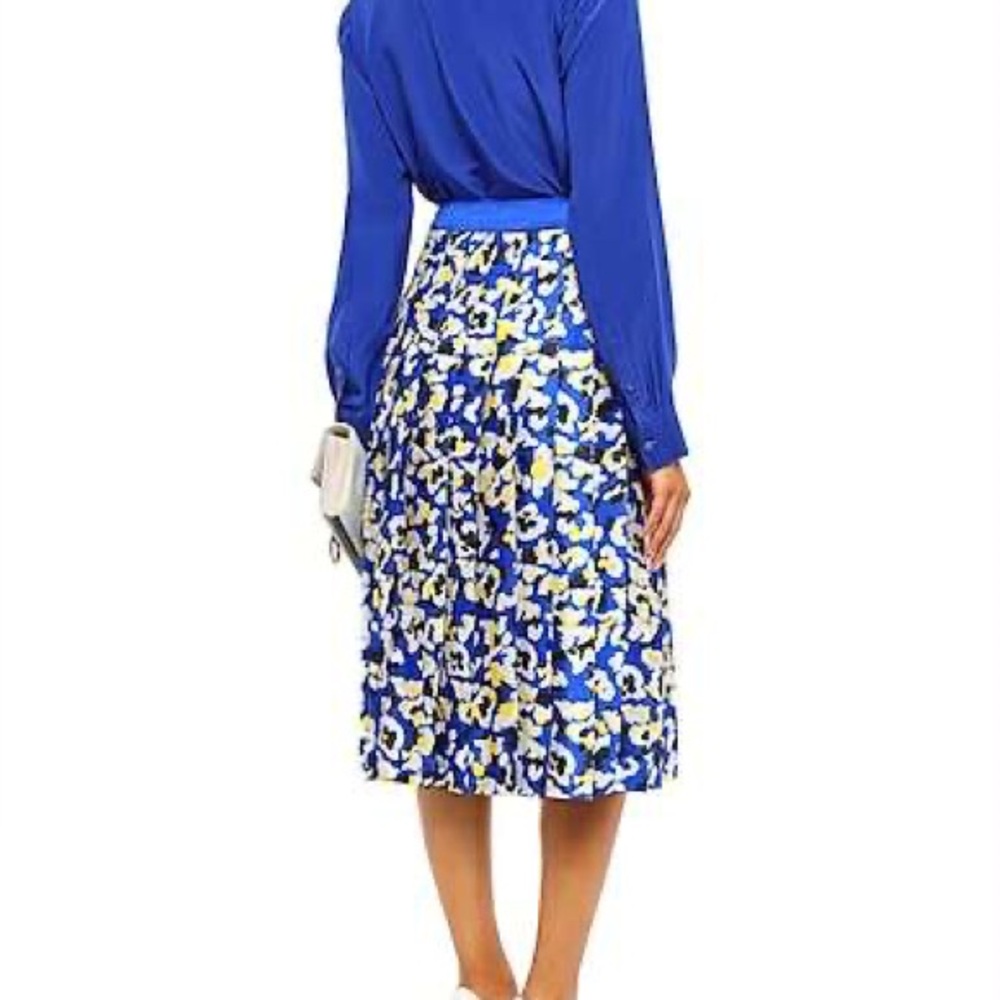 Mary Katrantzou Floral Print Pleated A-Line Midi Skirt UK 6